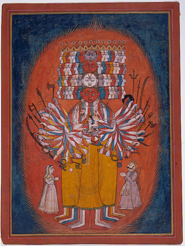 A traditional painting depicting Vishvarupa, the cosmic universal form
