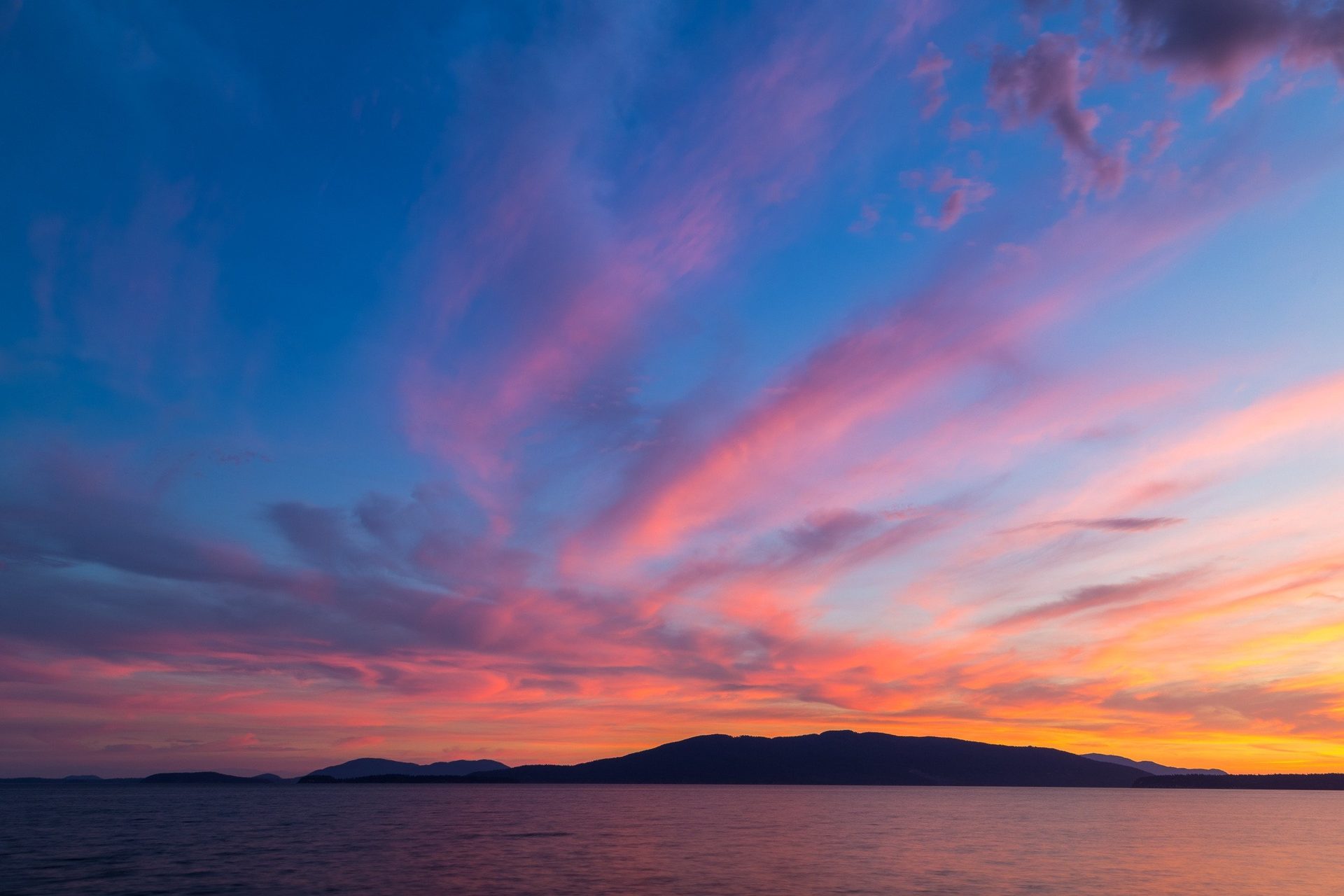 A dusk sky at sunset, evoking the close of the Bhagavad Gita's eighteen-chapter dialogue