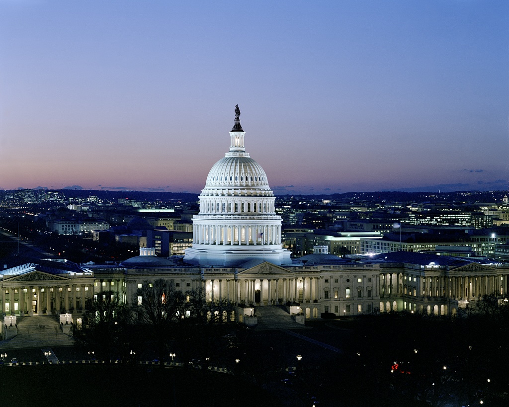The U.S. Capitol building at dusk in Washington, D.C.
